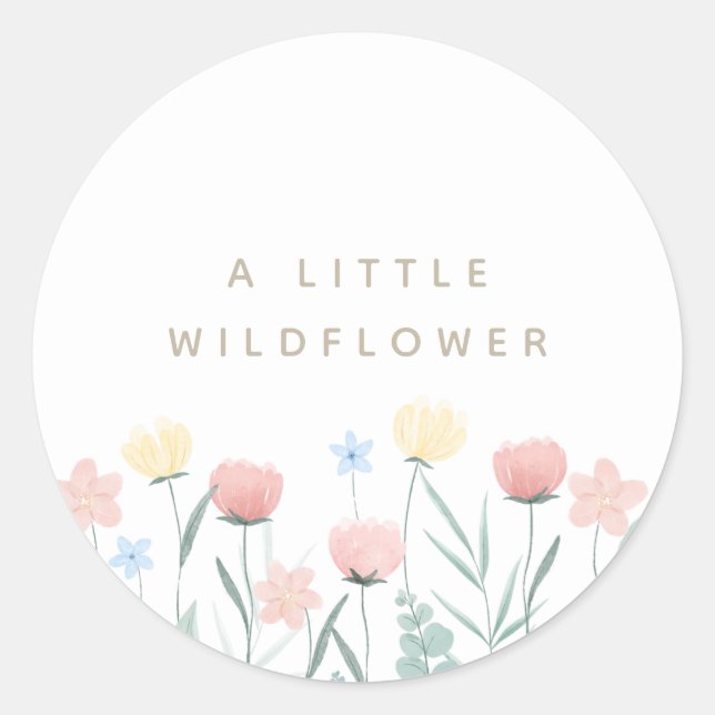 Beautiful Wildflower Bouquet Birthday Classic Round Sticker (Front)