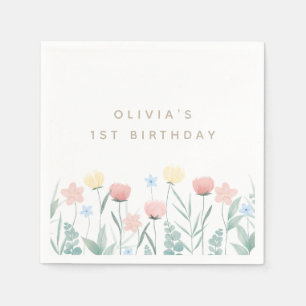 Beautiful Wildflower Bouquet Birthday Napkin