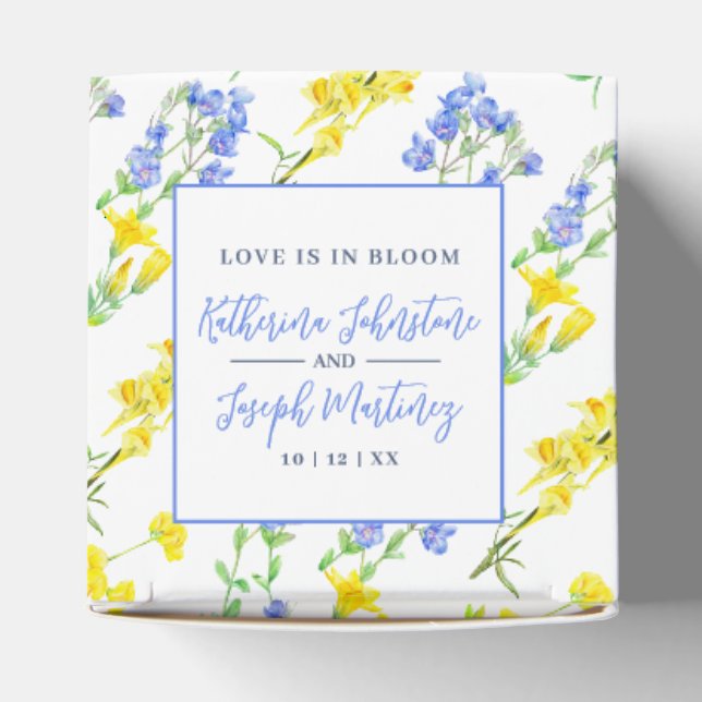 Beautiful wildflower floral pattern wedding favor box (Top)