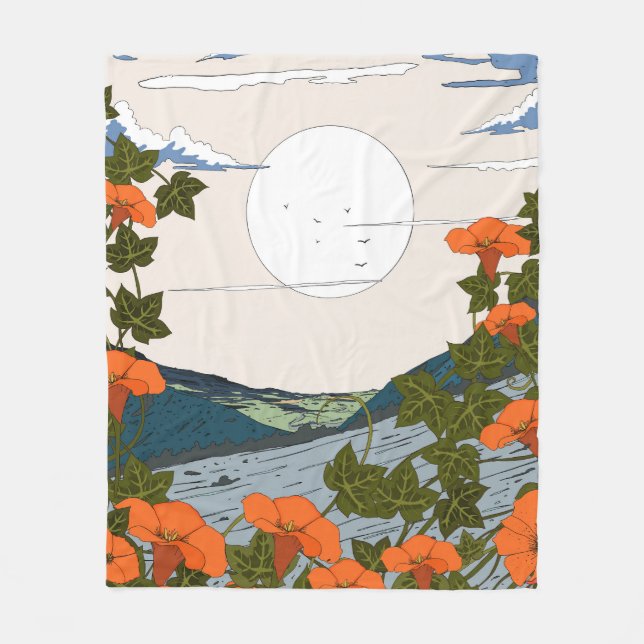 Beautiful Wildflower Meadow Landscape Fleece Blanket (Front)