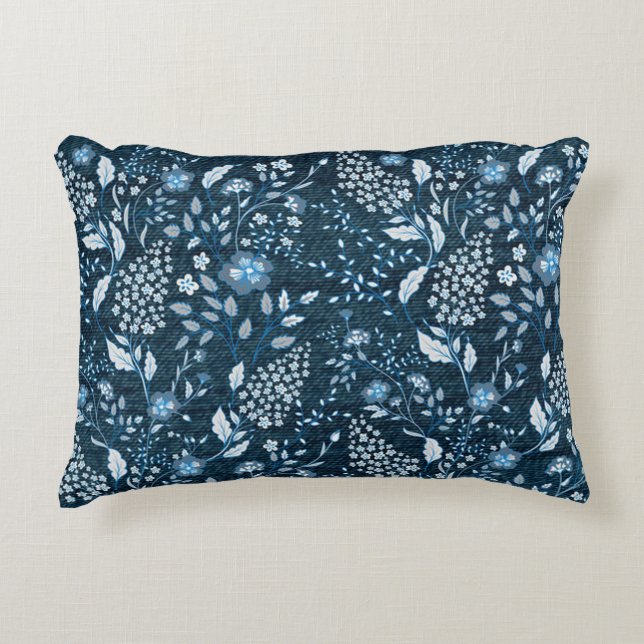 Beautiful Wildflower Pattern on Grassy Background Accent Pillow (Front)