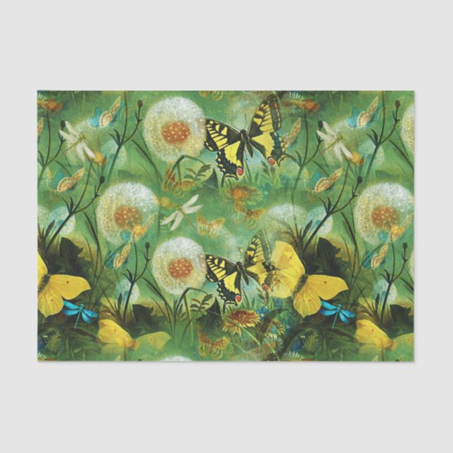 Beautiful Wildflowers and Butterflies Nature   Tissue Paper (Front)