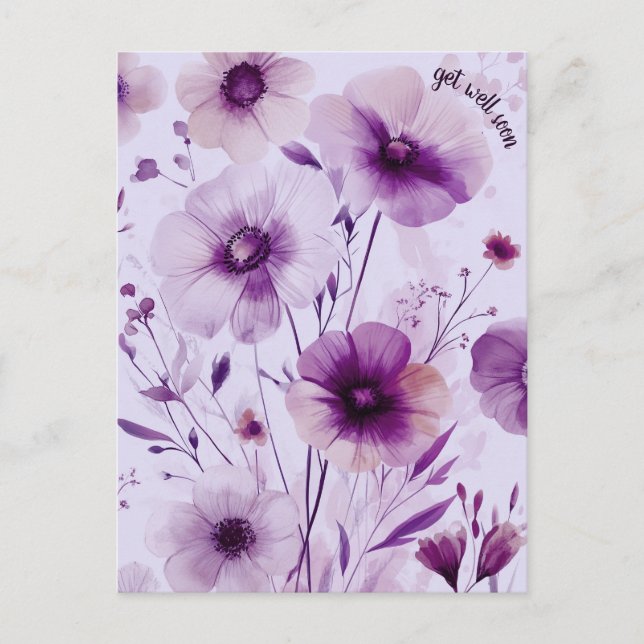 Beautiful Wildflowers Flowers GET WELL SOON Postcard (Front)