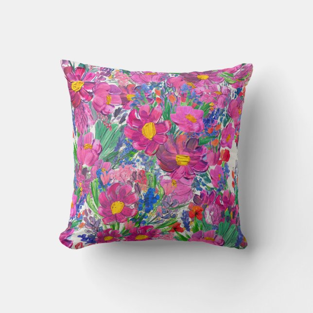 Beautiful Wildflowers: Hand Drawn Artistry. Throw Pillow (Front)