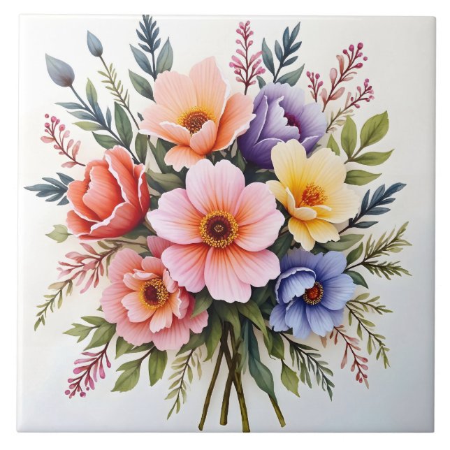 Beautiful Wildflowers Modern Luxury Collection Tile (Front)