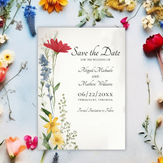 Beautiful Wildflowers Nature Trendy Floral Wedding Save The Date