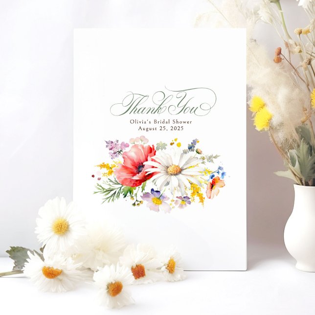 Beautiful Wildflowers Small Thank You Card (Wildflowers small thank you cards)