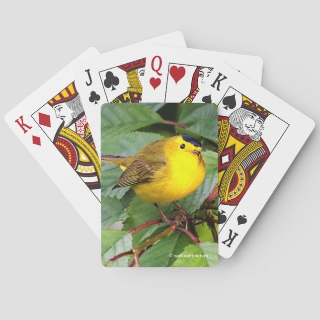 Beautiful Wilson's Warbler in the Cherry Tree Playing Cards (Back)
