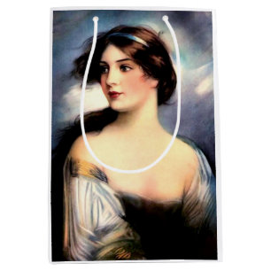 beautiful wind-blown Victorian woman Medium Gift Bag