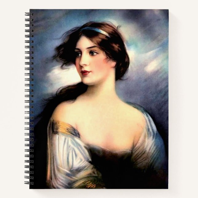 beautiful wind-blown Victorian woman Notebook (Front)
