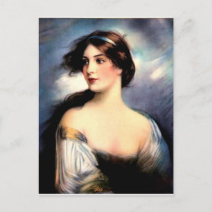 beautiful wind-blown Victorian woman Postcard