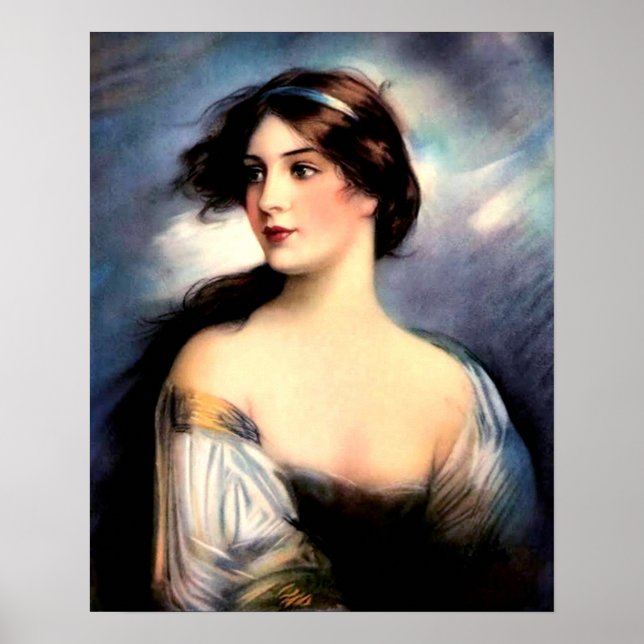 beautiful wind-blown Victorian woman Poster (Front)