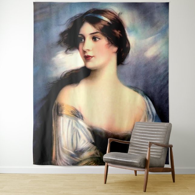 beautiful wind-blown Victorian woman Tapestry (In Situ)
