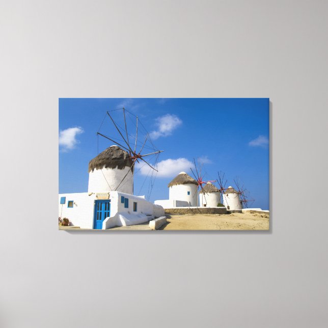 Beautiful windmills on the island of Mykonos, Canvas Print (Front)