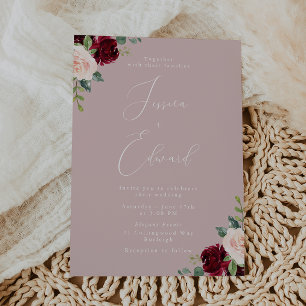Beautiful Wine & Blush Elegance Wedding Invitation
