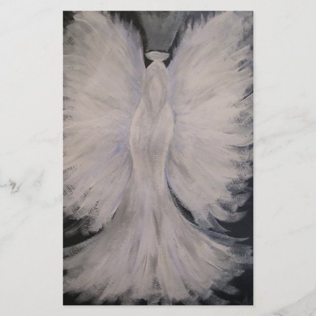 Beautiful Winged Guardian Angel Painting Art (Front)