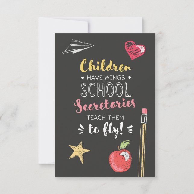 Beautiful Wings Quote - School Secretaries Thank You Card (Front)
