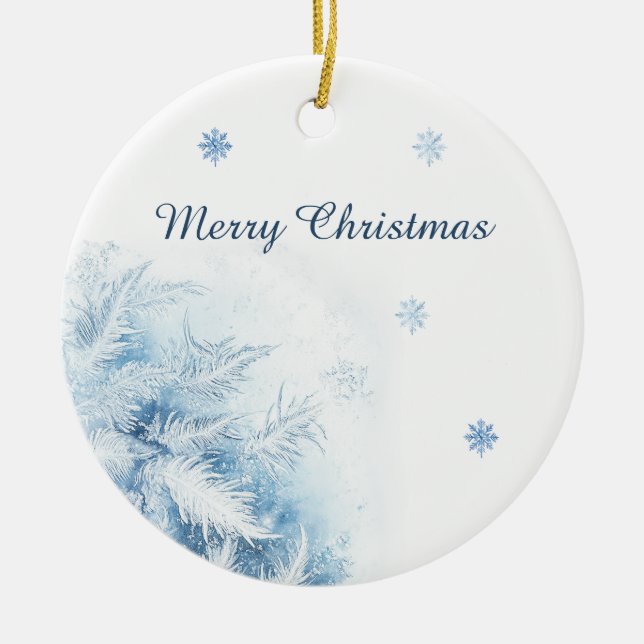 Beautiful Winter Frost Christmas Ceramic Ornament (Front)