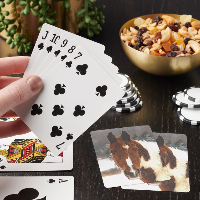 Beautiful Winter Horse Snowy Farm Scene Playing Cards (In Situ)