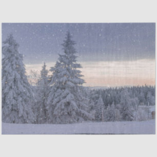 Beautiful Winter Landscape as it's Snowing  Tissue Paper