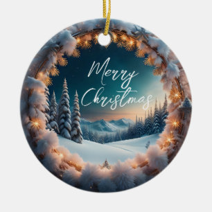 Beautiful Winter Landscape Christmas Ceramic Ornament