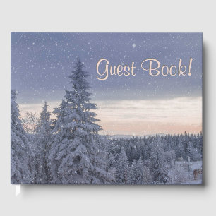 Beautiful Winter Landscape Personal Text in Spine Guest Book