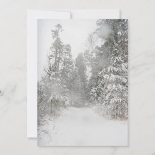 Beautiful winter landscape with snowy road holiday card