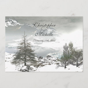 Beautiful Winter Mountain Wedding Invitation