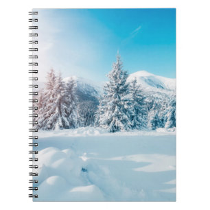 Beautiful winter nature landscape, amazing mountai notebook