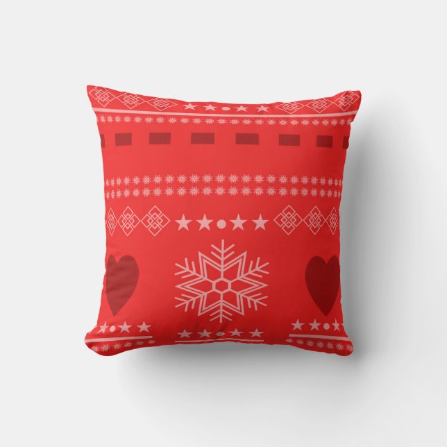 Beautiful Winter Scene with hearts Throw Pillow (Front)