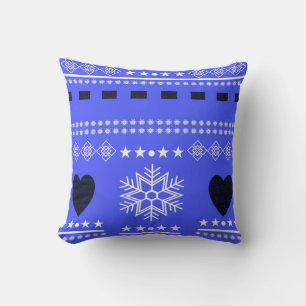 Beautiful Winter Scene with hearts Throw Pillow