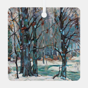 Beautiful Winter Snow Scene From Master Study Metal Ornament