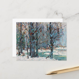 Beautiful Winter Snow Scene with Blues and Greys Holiday Postcard