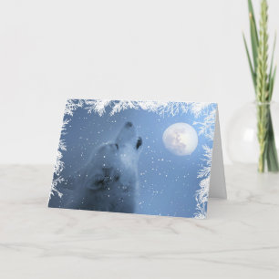 Beautiful Winter Solstice Blessings Wolf Card