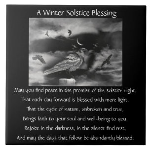 Beautiful Winter Solstice Ravens and Crescent Moon Tile