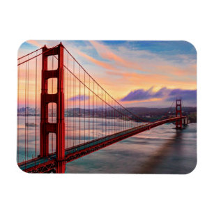 Beautiful winter sunset at Golden Gate Bridge Magnet