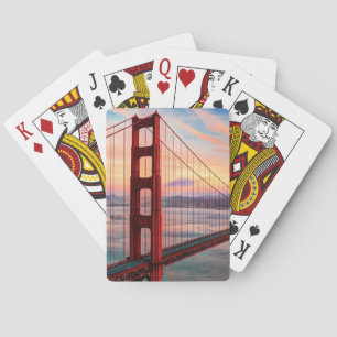 Beautiful winter sunset at Golden Gate Bridge Playing Cards