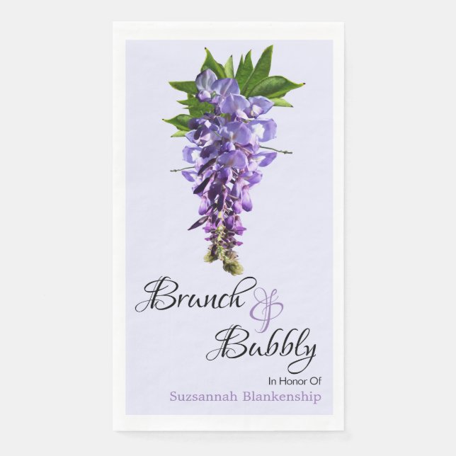 Beautiful Wisteria Brunch Bubbly Bridal Shower Napkin (Front)