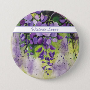 Beautiful Wisteria Flowers In Watercolor   3 Inch Round Button
