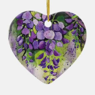 Beautiful Wisteria Flowers In Watercolor Ceramic T Ornament