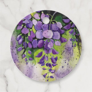 Beautiful Wisteria Flowers In Watercolor  Favour Tags
