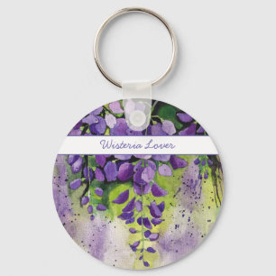 Beautiful Wisteria Flowers In Watercolor Keychain