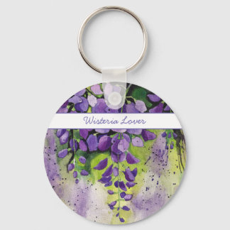 Beautiful Wisteria Flowers In Watercolor Keychain
