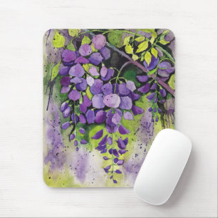 Beautiful Wisteria Flowers In Watercolor Mouse Pad