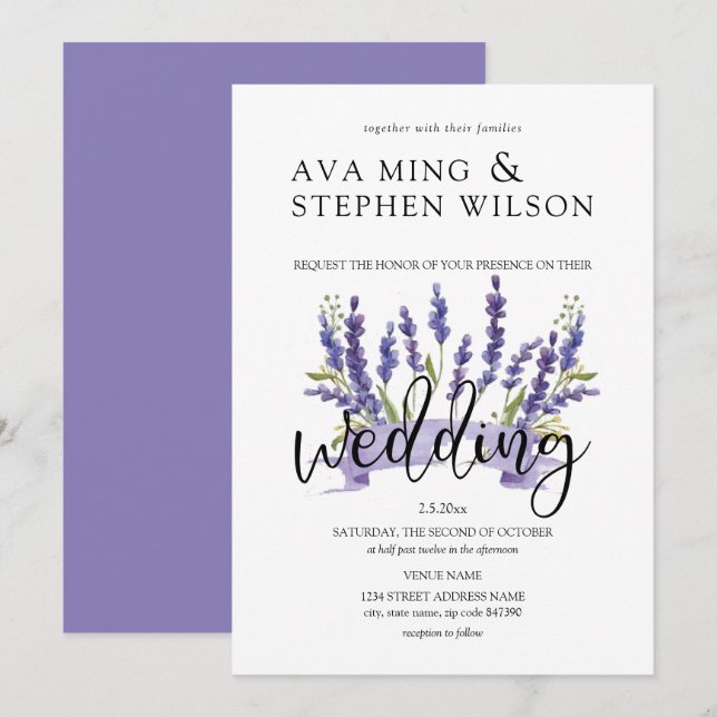 Beautiful Wisteria tree Wedding Invitation (Front/Back)
