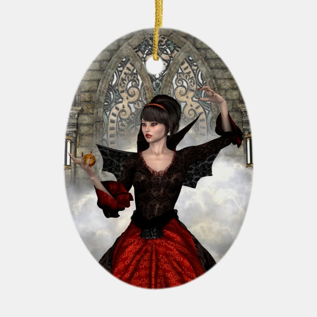 Beautiful Witch Ceramic Ornament (Front)