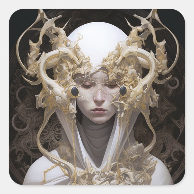 Beautiful Witch Demon Queen Fantasy Art Square Sticker (Front)
