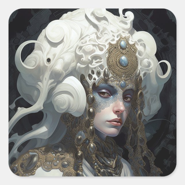 Beautiful Witch Demon Queen Fantasy Art Square Sticker (Front)