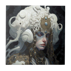 Beautiful Witch Demon Queen Fantasy Art Tile