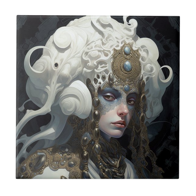 Beautiful Witch Demon Queen Fantasy Art Tile (Front)